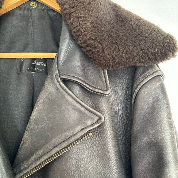 mens Leather jacket with collar - Picture 2 of 5